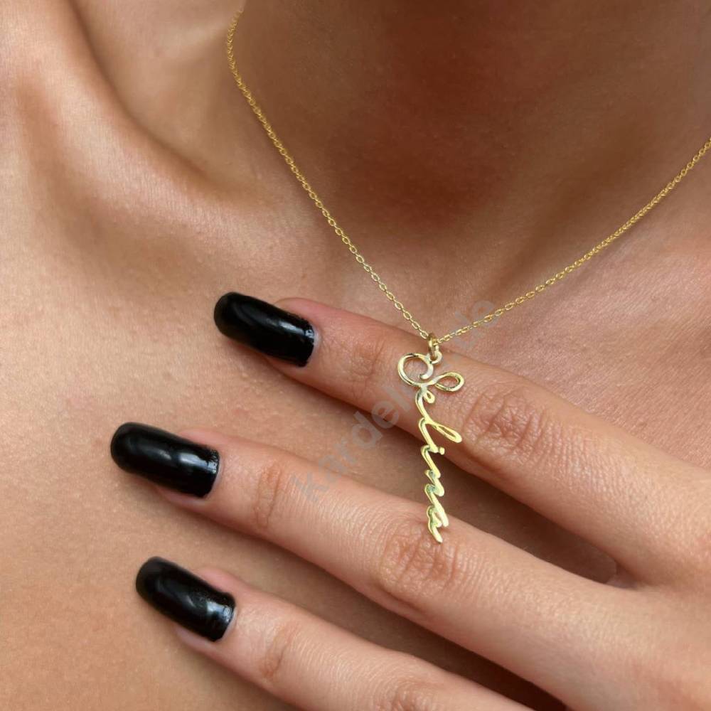 Kardelen 14K GOLD SIGNATUR NAMENSKETTE Zeitlich begrenztes Angebot