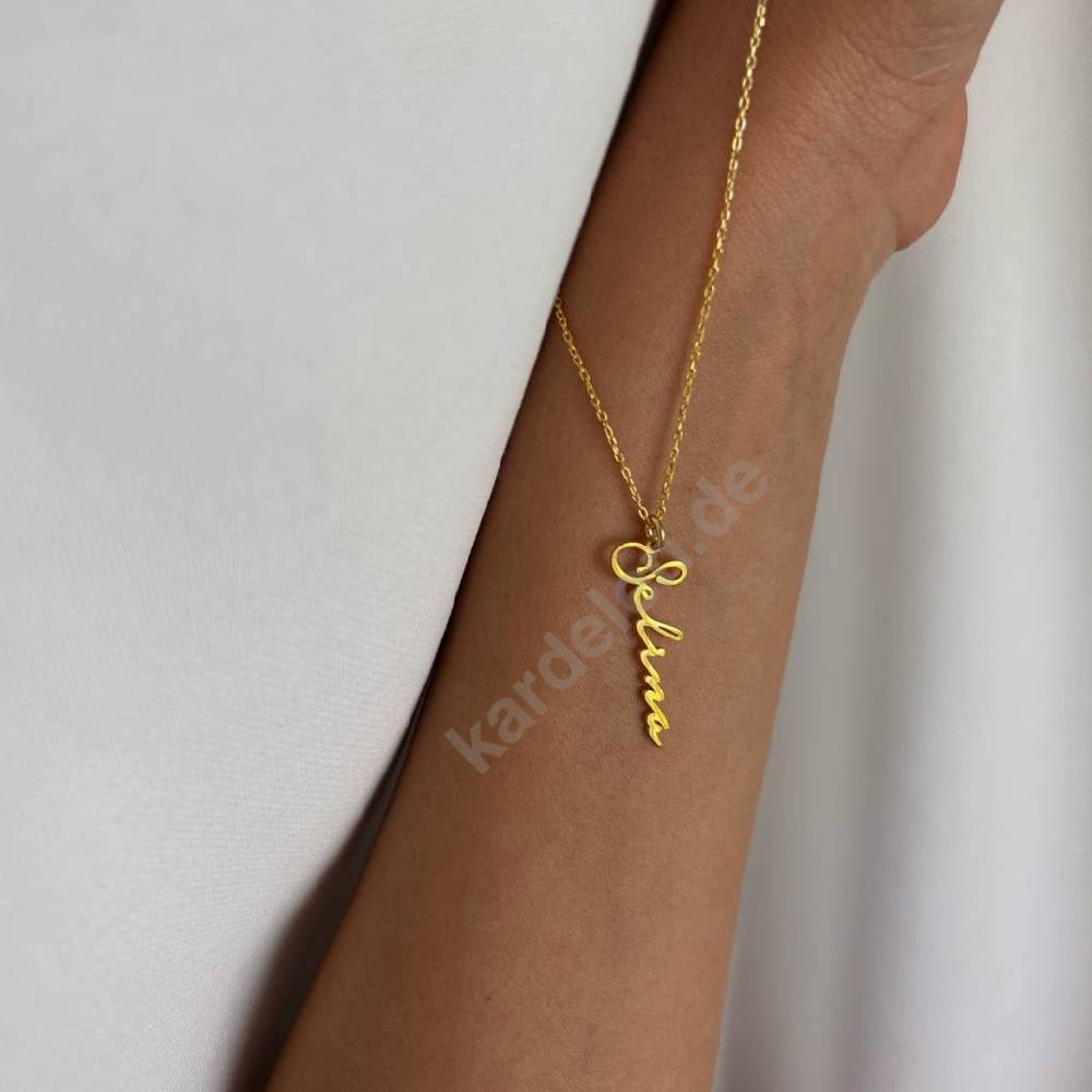 Kardelen 14K GOLD SIGNATUR NAMENSKETTE Zeitlich begrenztes Angebot
