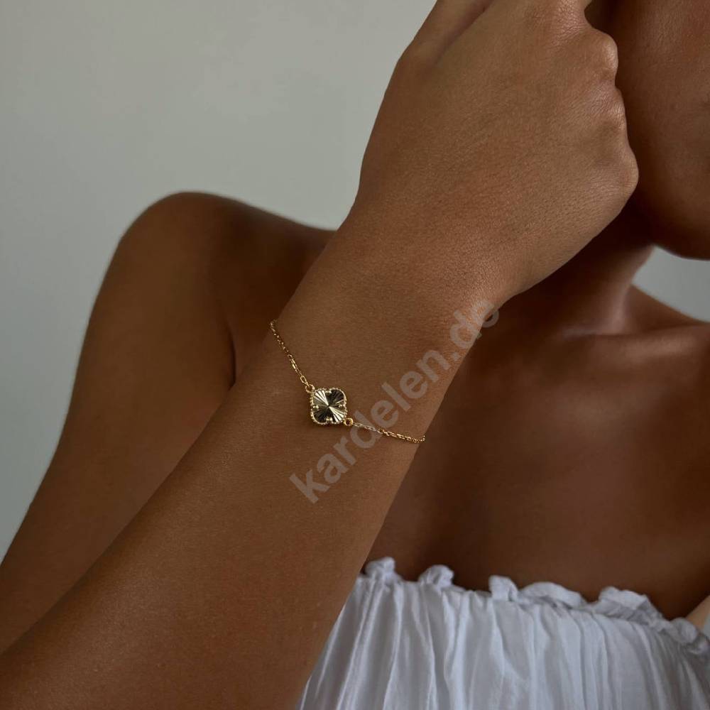 Kardelen 14K GOLD KLEE ARMKETTE II Große Rabatte