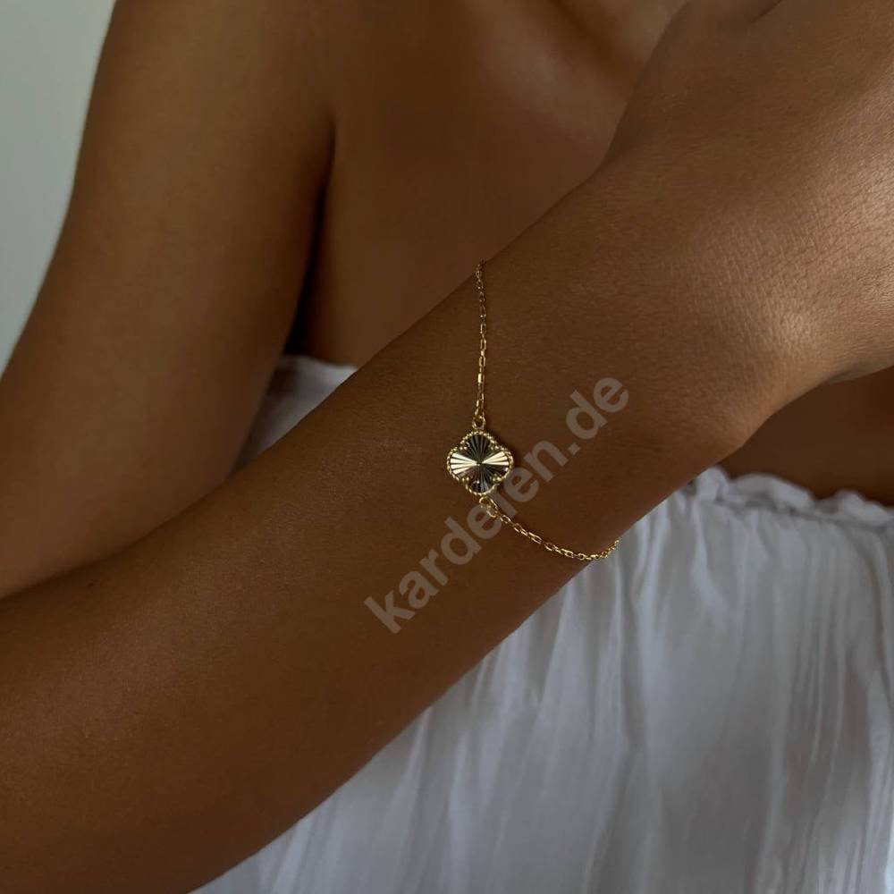 Kardelen 14K GOLD KLEE ARMKETTE II Große Rabatte