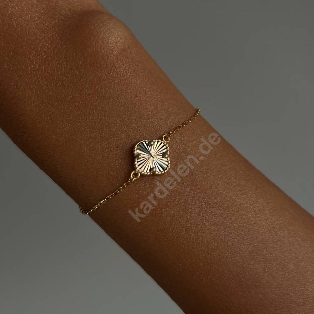Kardelen 14K GOLD KLEE ARMKETTE II Große Rabatte