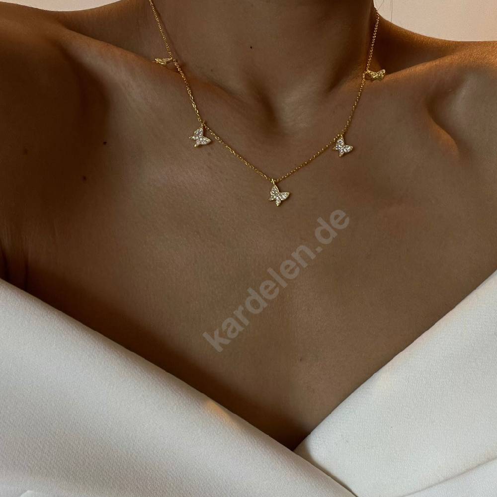 Kardelen 14K GOLD SCHMETTERLING- HALSKETTE Tägliche Deals