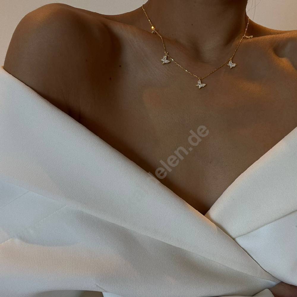 Kardelen 14K GOLD SCHMETTERLING- HALSKETTE Tägliche Deals