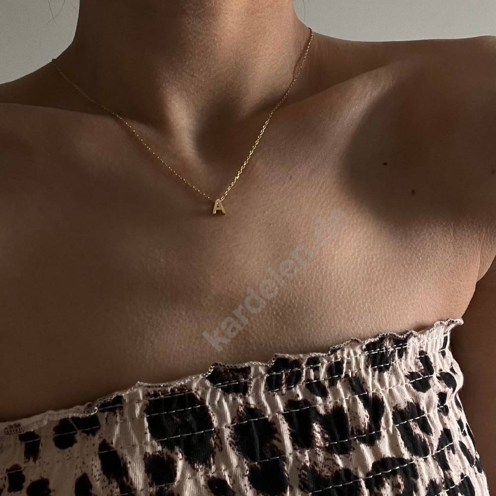 Kardelen 14K GOLD MINIMAL BUCHSTABEN HALSKETTE Sonderangebote