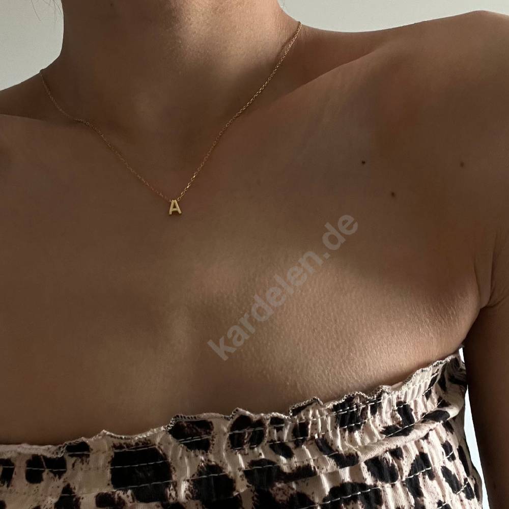 Kardelen 14K GOLD MINIMAL BUCHSTABEN HALSKETTE Sonderangebote