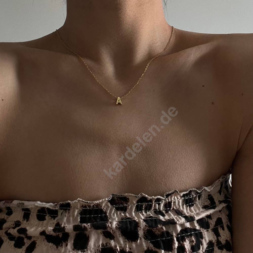 Kardelen 14K GOLD MINIMAL BUCHSTABEN HALSKETTE Sonderangebote