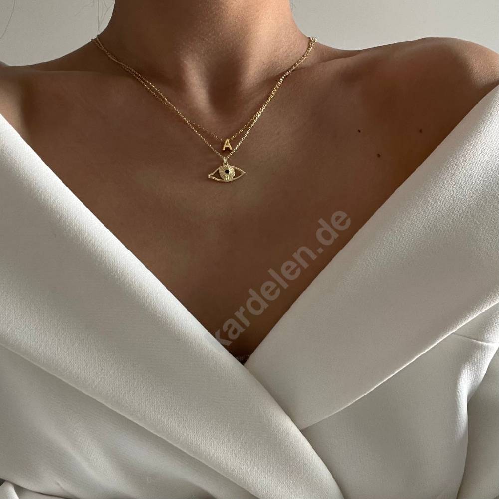 Kardelen 14K GOLD MINIMAL BUCHSTABEN HALSKETTE Sonderangebote
