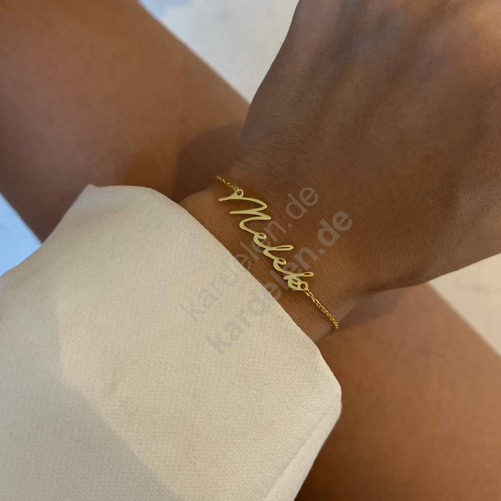 Kardelen 14k Gold Signatur Namens Armkette Riesige Ersparnisse