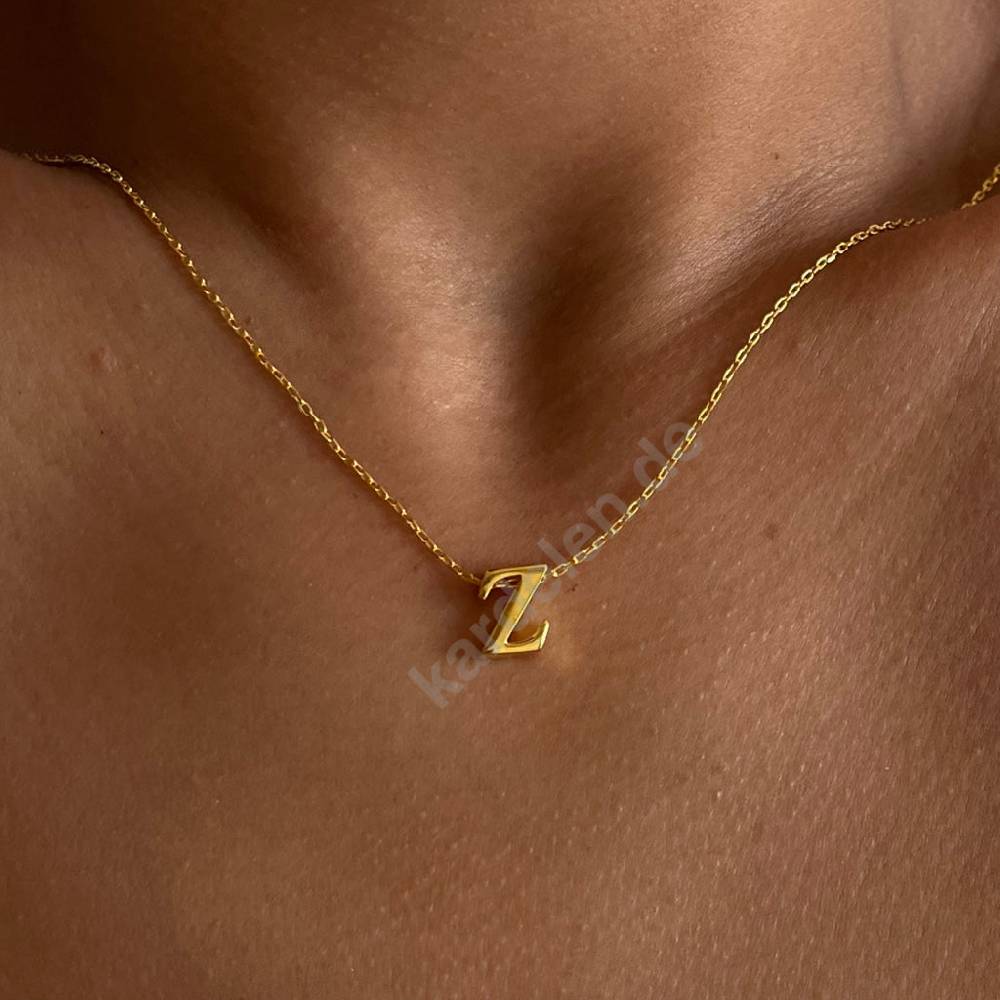 Kardelen 14K GOLD MINI BUCHSTABEN HALSKETTE Kostenlose Rückgabe