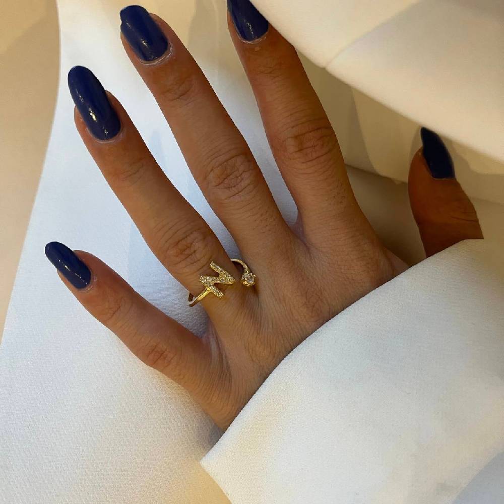 Kardelen Letter Diamond Ring - 925 SILBER Bis zu 50% Rabatt