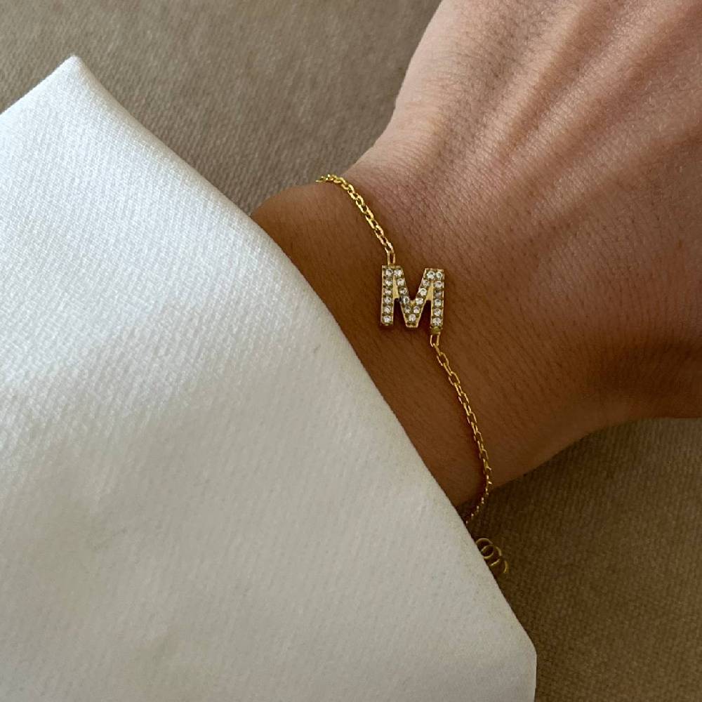 Kardelen Zirkonia Letter Armkette - 925 SILBER Bis zu 65% Rabatt