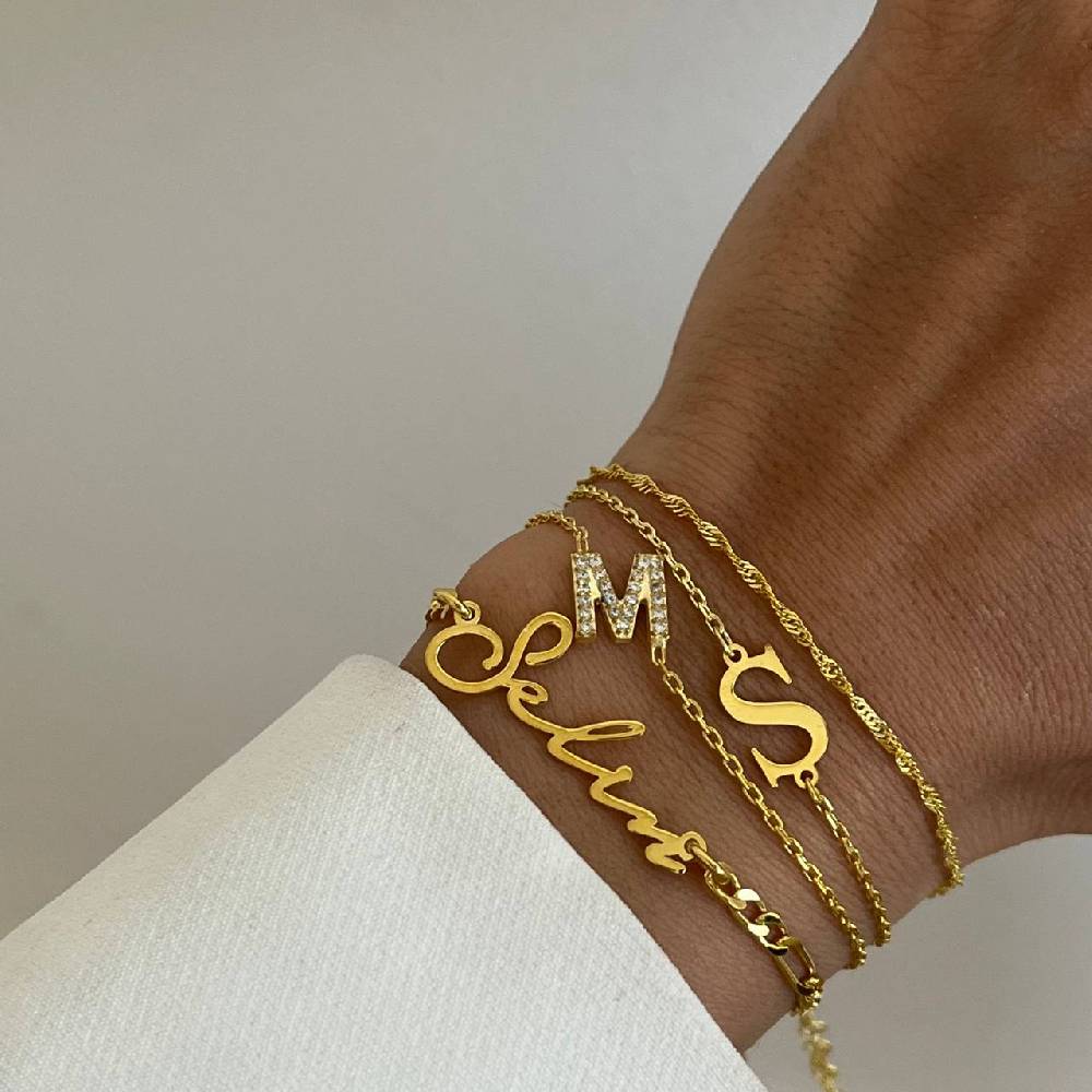 Kardelen Zirkonia Letter Armkette - 925 SILBER Bis zu 65% Rabatt