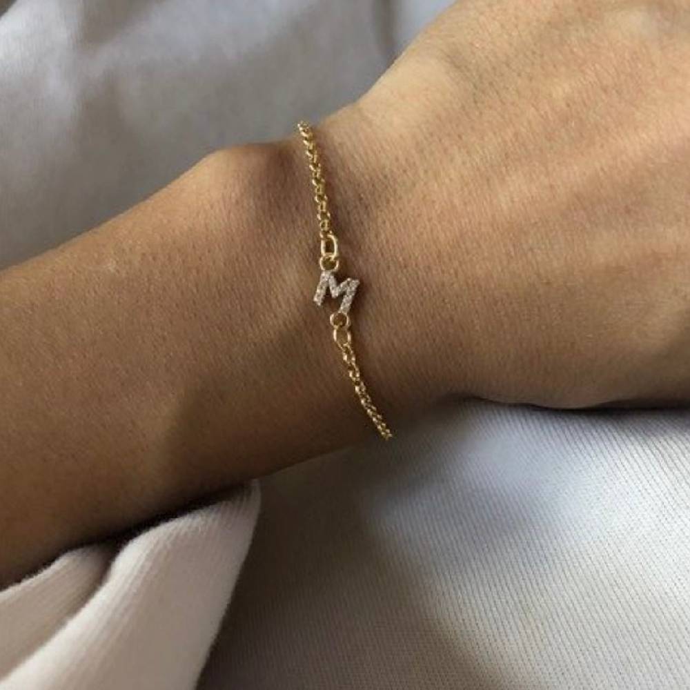 Kardelen Zirkonia Letter Armkette - 925 SILBER Bis zu 65% Rabatt
