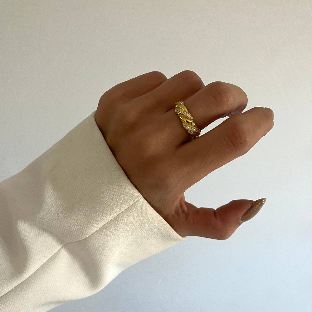 Kardelen Wave Zirconia Ring - 925 SILBER Clearance-Verkauf