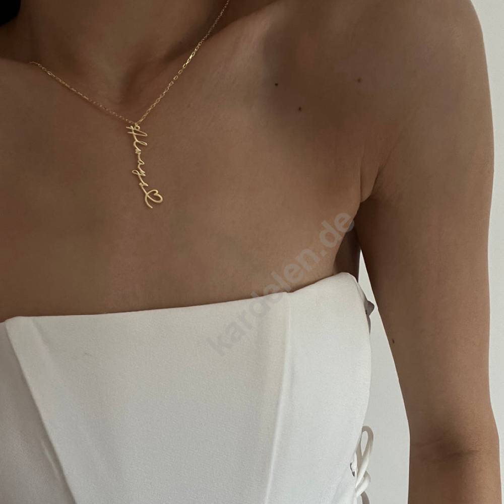 Kardelen 14K GOLD HERZ SYMBOL NAMENSKETTE Fabrikverkauf