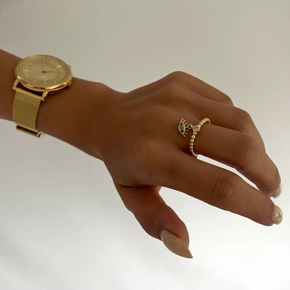 Kardelen Stone Ring mit Auge - 925 SILBER Heißer Verkauf