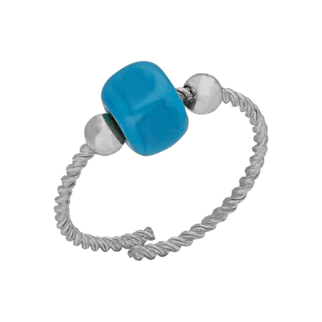 Kardelen Spirale Ring mit Blauen Naturstein - 925 SILBER Zeitlich begrenztes Angebot
