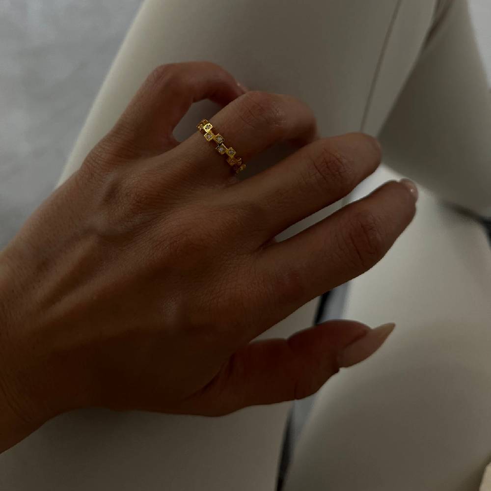 Kardelen Mini Squares Ring - 925 SILBER Kauf eins, bekomm eins gratis