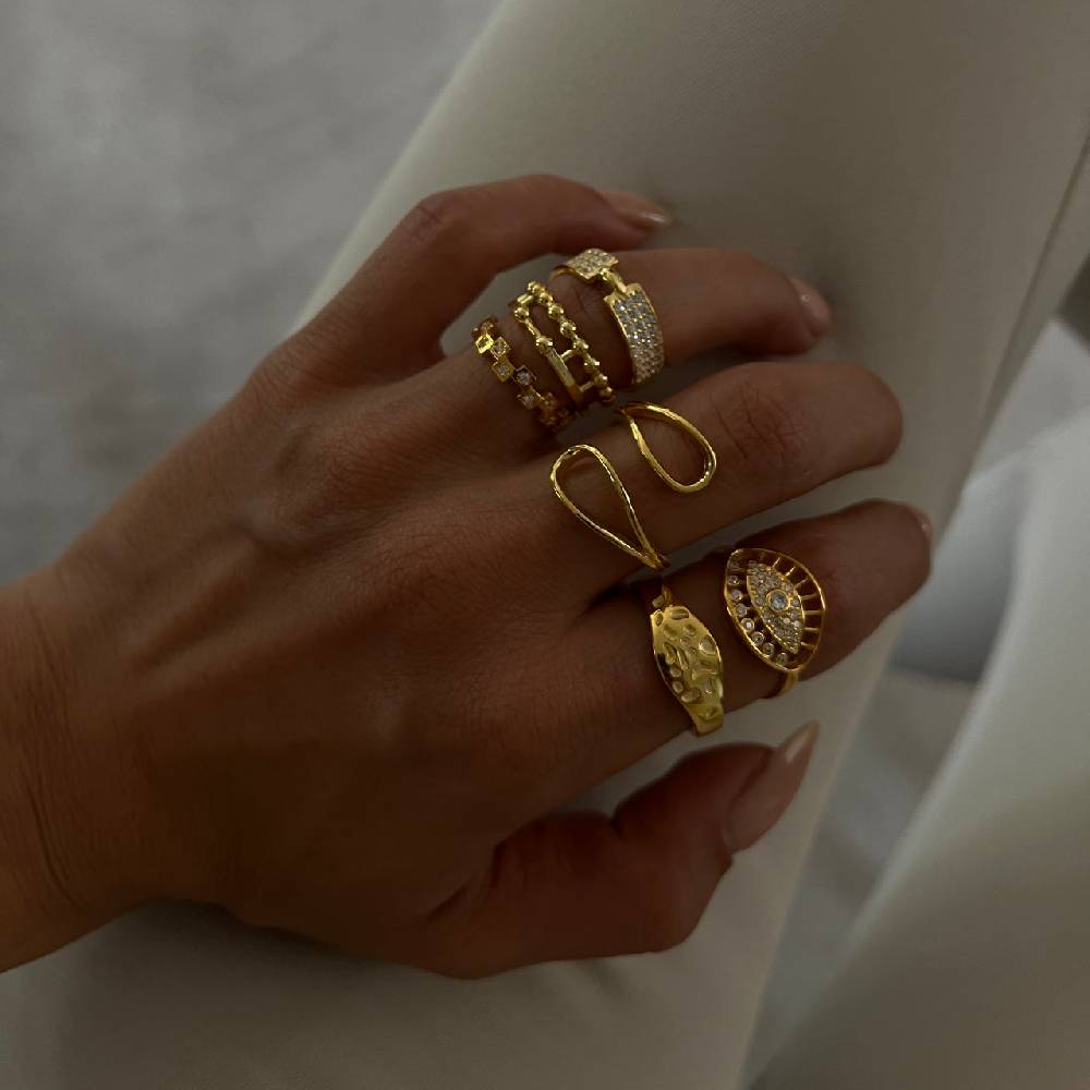 Kardelen Mini Squares Ring - 925 SILBER Kauf eins, bekomm eins gratis