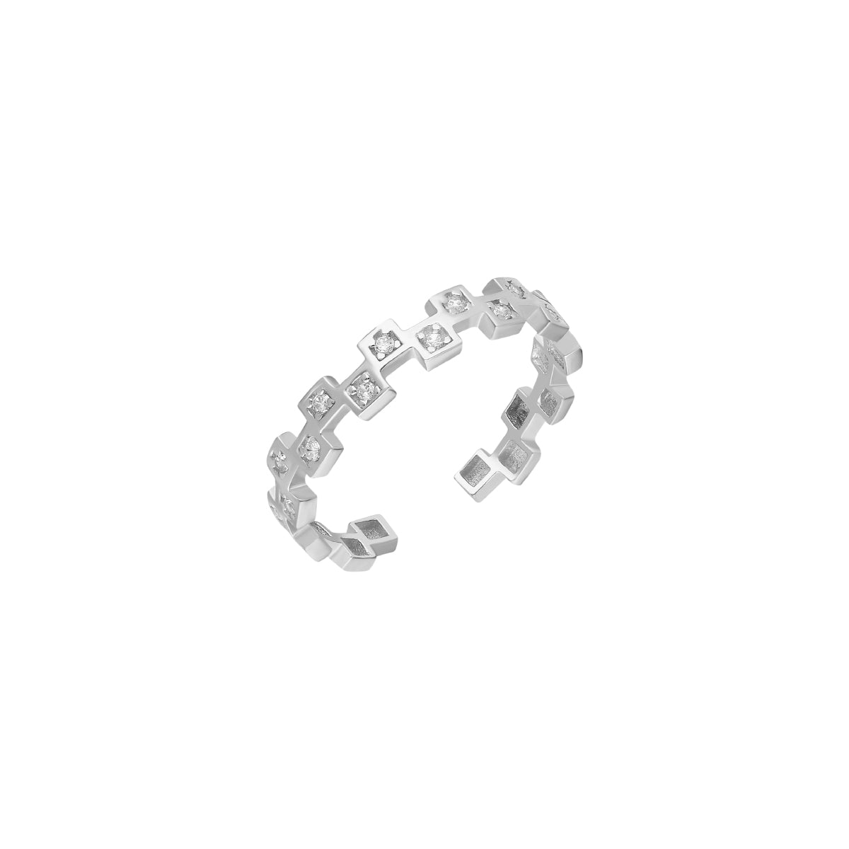 Kardelen Mini Squares Ring - 925 SILBER Kauf eins, bekomm eins gratis