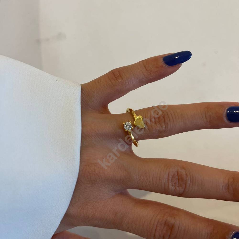 Kardelen Heart Diamond Ring - 925 SILBER Kostenlose Rückgabe