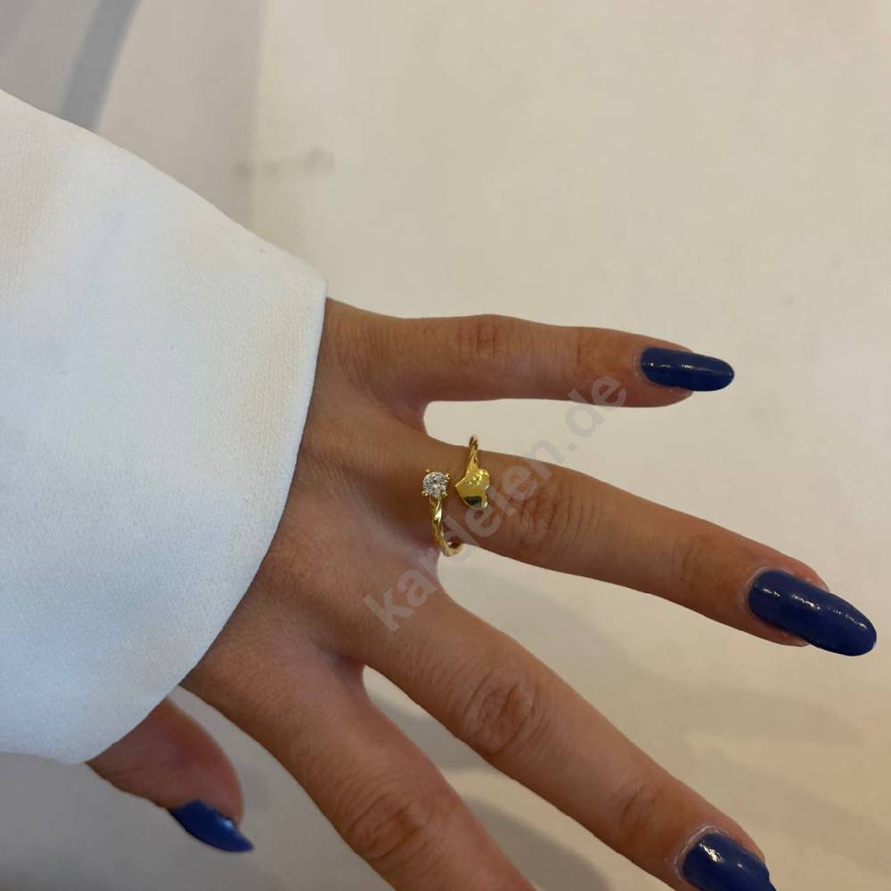 Kardelen Heart Diamond Ring - 925 SILBER Kostenlose Rückgabe