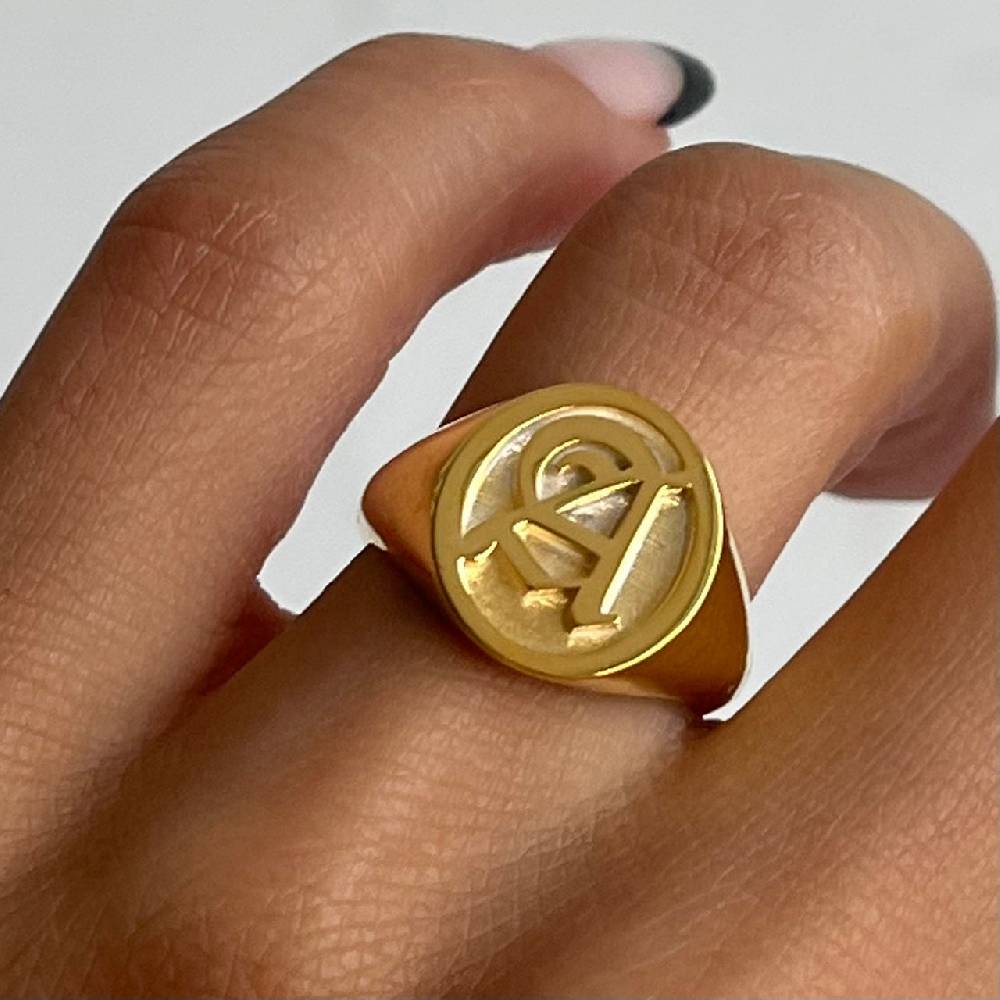 Kardelen Buchstaben Ritter Ring - 925 SILBER 2025