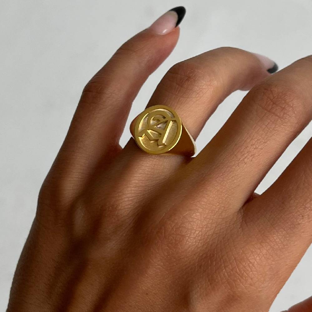Kardelen Buchstaben Ritter Ring - 925 SILBER 2025