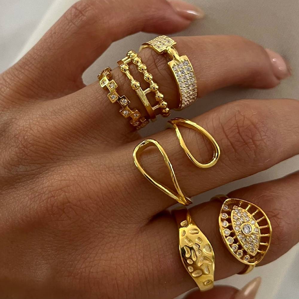 Kardelen Big Zirkonia Augen Ring - 925 SILBER Fabrikpreis