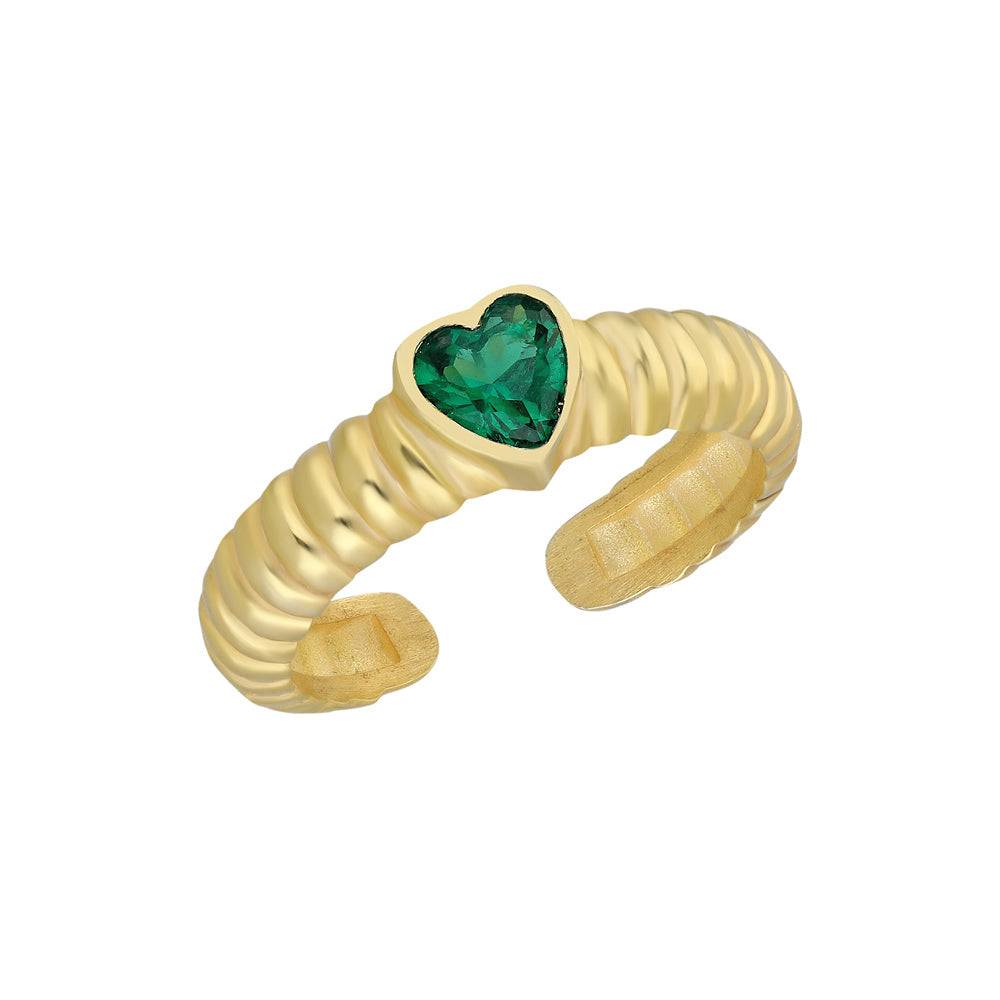 Kardelen GRÜNE HERZRING - 925 SILBER Blitzangebot