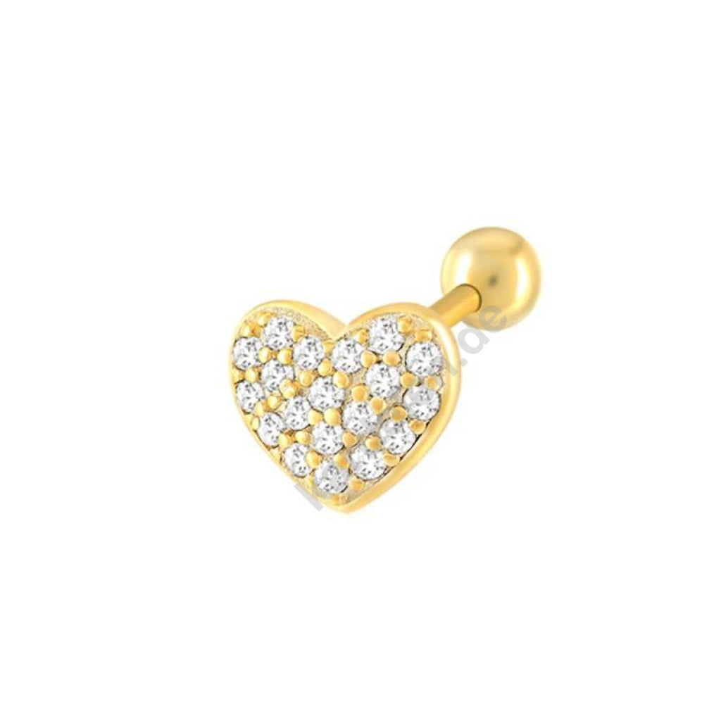 Kardelen VOLLER HERZ ZIRKONIA PIERCING - 925 SILBER Räumungsverkauf