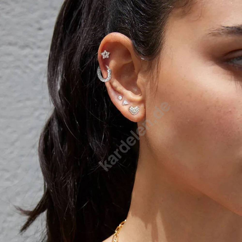 Kardelen VOLLER HERZ ZIRKONIA PIERCING - 925 SILBER Räumungsverkauf