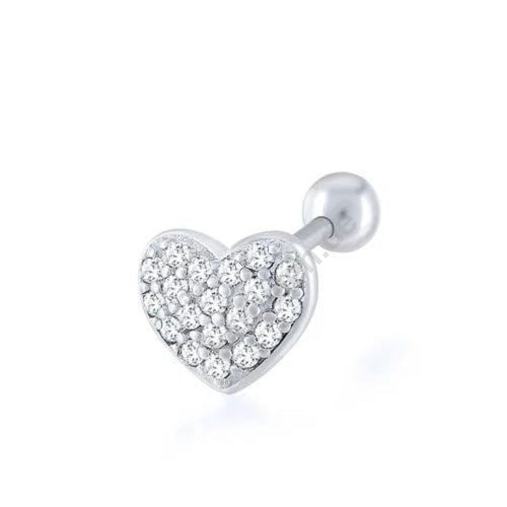 Kardelen VOLLER HERZ ZIRKONIA PIERCING - 925 SILBER Räumungsverkauf