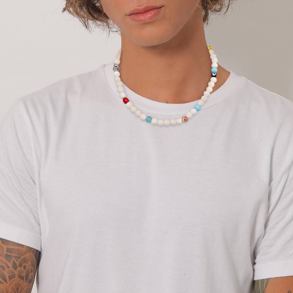 Kuzzoi Halskette mit Smiling Face Glasperlen Bunt Osterangebot