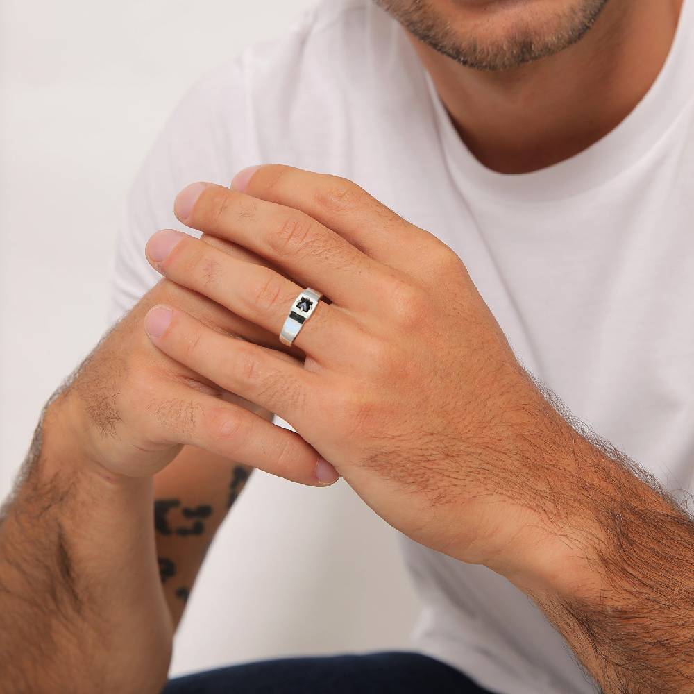 Kuzzoi Bandring Pyramide | Onyx (Schwarz) Tiefpreis