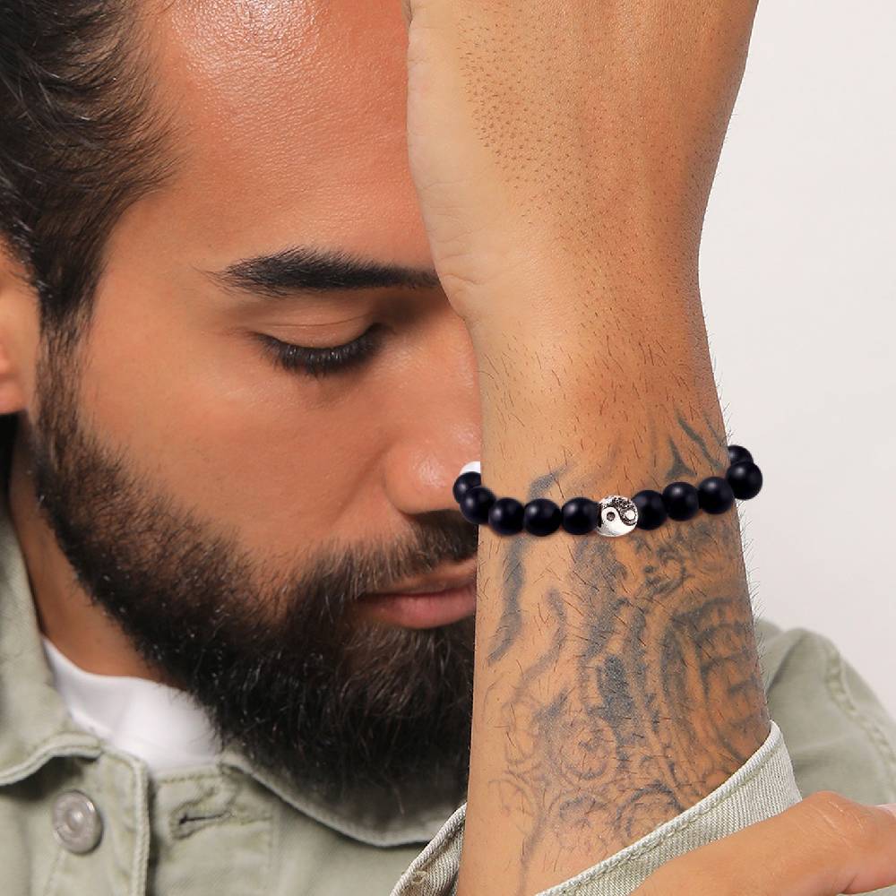 Kuzzoi Armband Yin Yang Beads | Onyx (Schwarz) Kostenlose Rückgabe