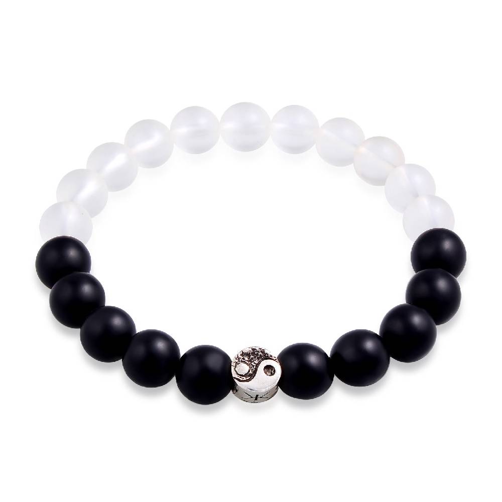 Kuzzoi Armband Yin Yang Beads | Onyx (Schwarz) Kostenlose Rückgabe