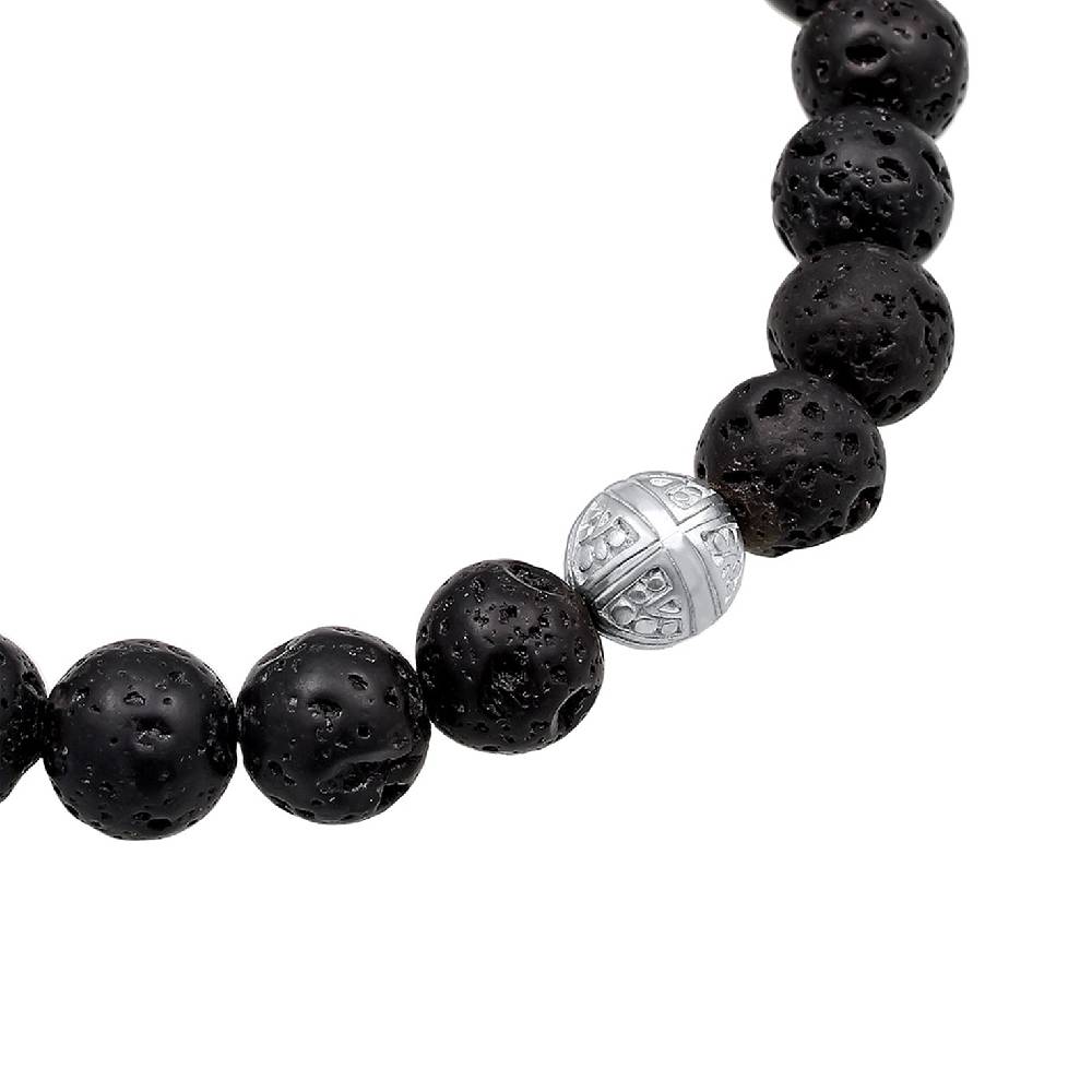 Kuzzoi Armband Kreuz | Lava Steine (Schwarz) Fabrikverkauf