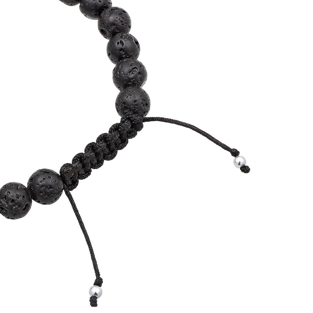 Kuzzoi Armband Kreuz | Lava Steine (Schwarz) Fabrikverkauf