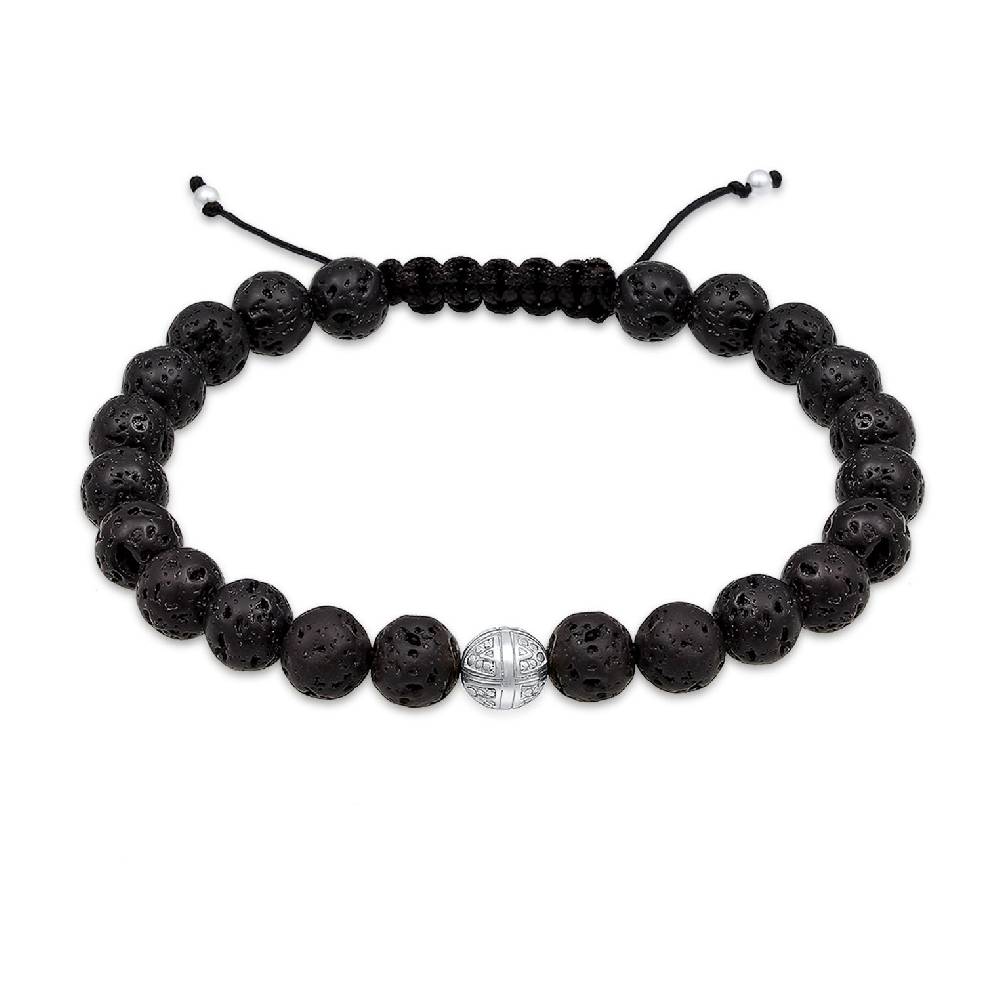 Kuzzoi Armband Kreuz | Lava Steine (Schwarz) Fabrikverkauf