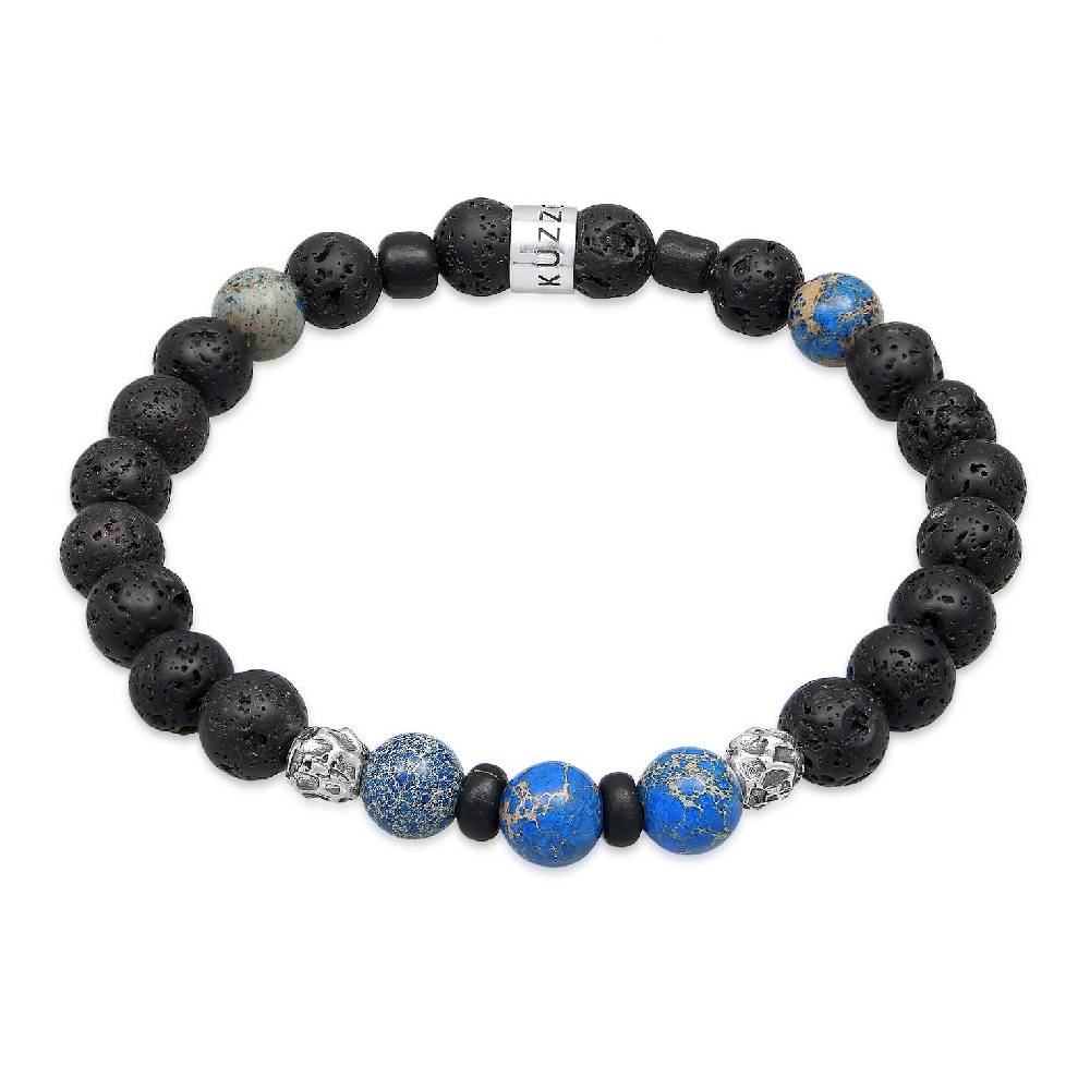 Kuzzoi Armband Kugeln | Lava, Achat (Schwarz, Blau) Große Rabatte