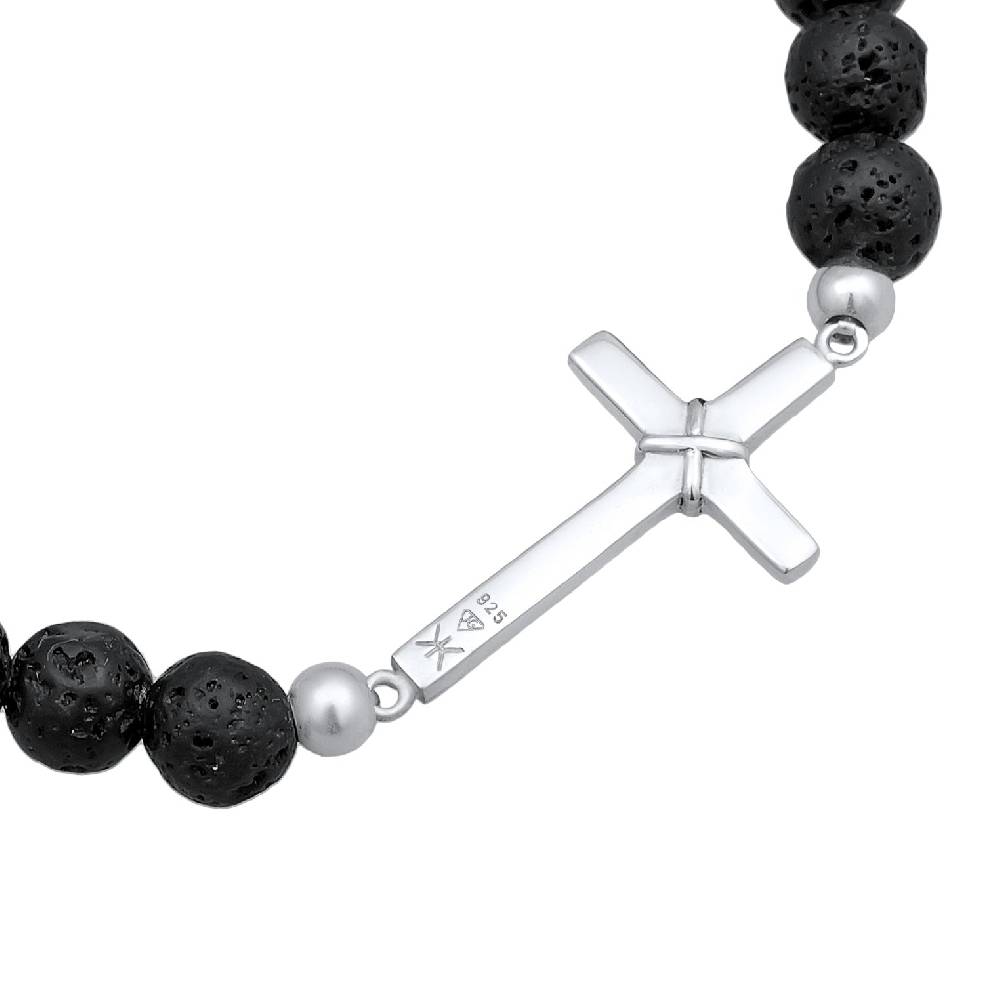Kuzzoi Armband Kreuz | Lava Perlen (Schwarz) Bis zu 55% Rabatt