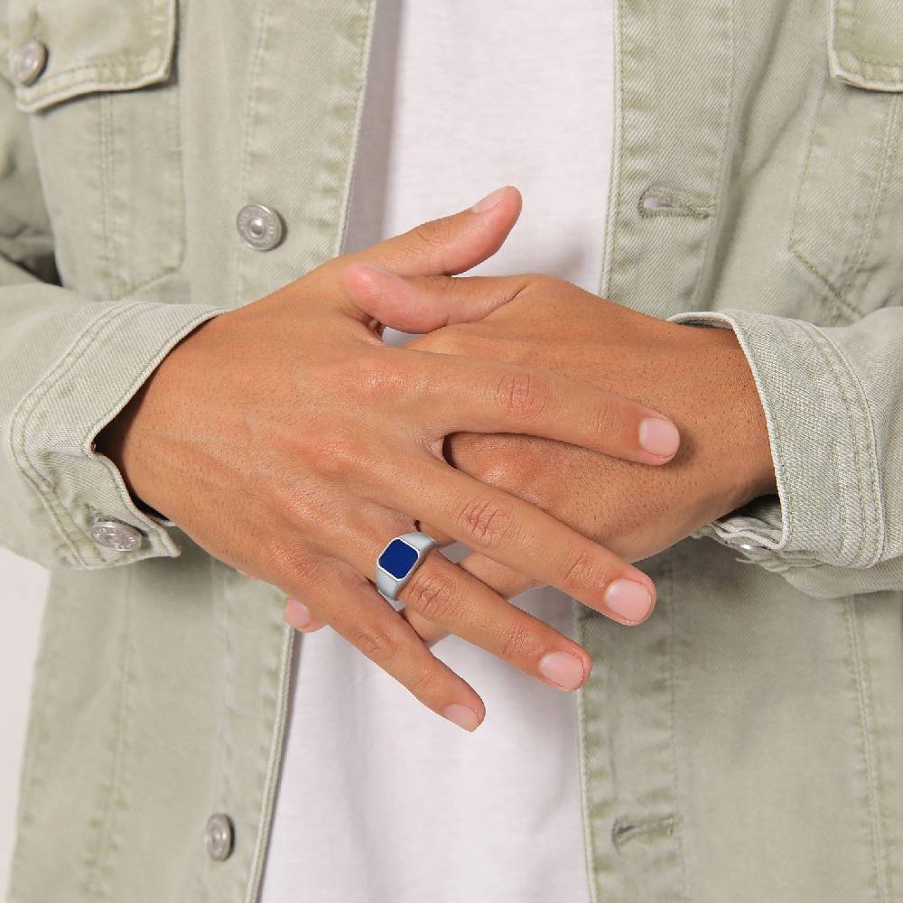 Kuzzoi Siegelring Basic | Emaille (Blau) Cyber Monday