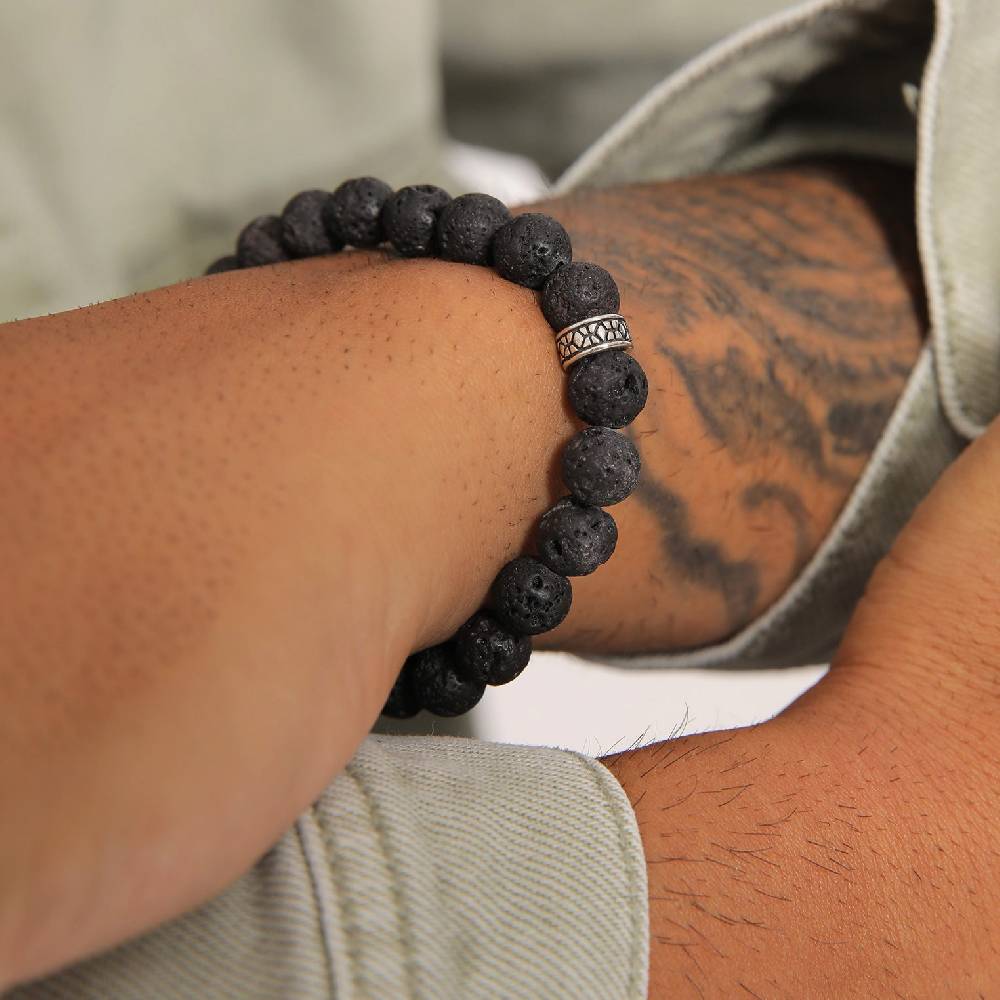 Kuzzoi Armband Vintage | Lava Perlen (Schwarz) Discount Store für neue Produkte