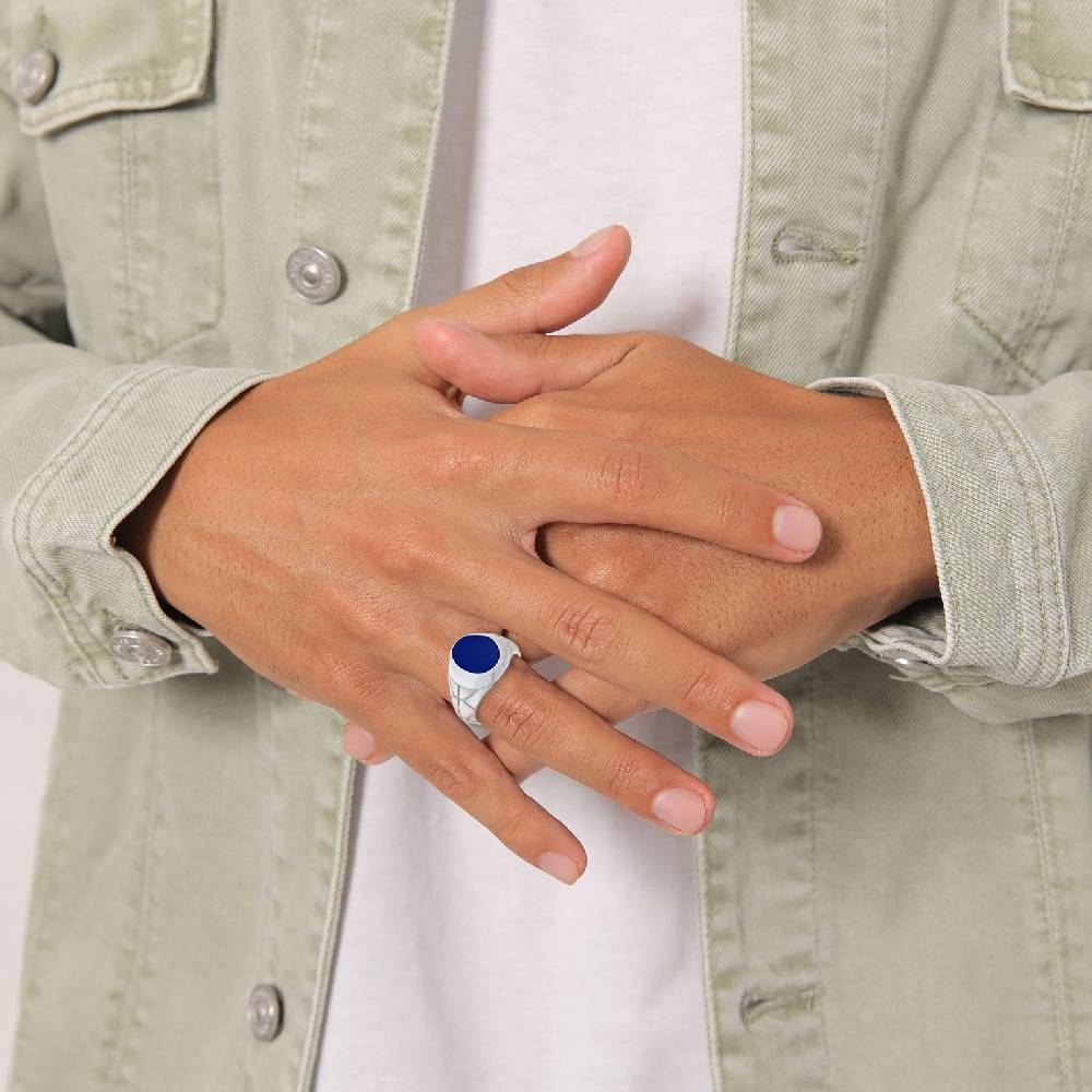 Kuzzoi Siegelring Elegant | Emaille (Blau) Sonderangebote