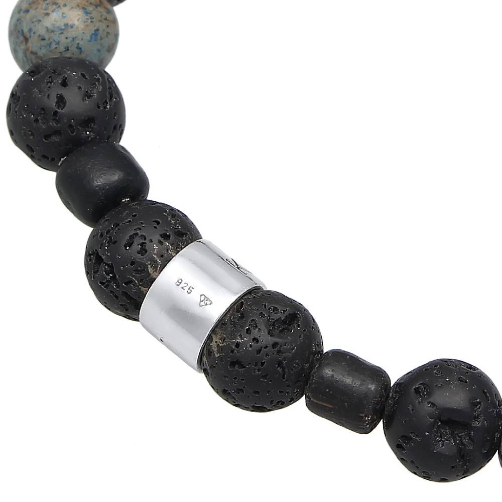 Kuzzoi Armband Kugeln | Lava, Achat (Schwarz, Blau) Zeitlich begrenztes Angebot