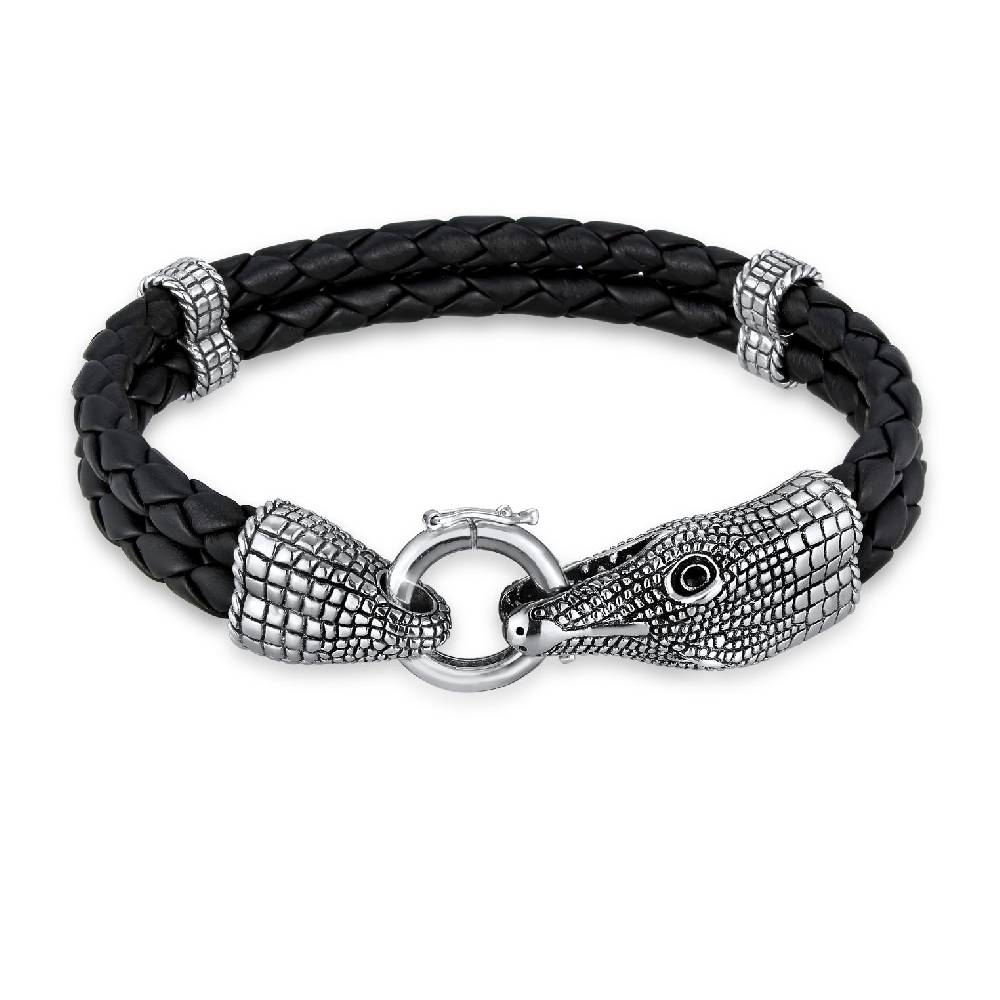 Kuzzoi Armband Krokodil | Leder, Zirkonia (Schwarz) Rabatte dieses Monats