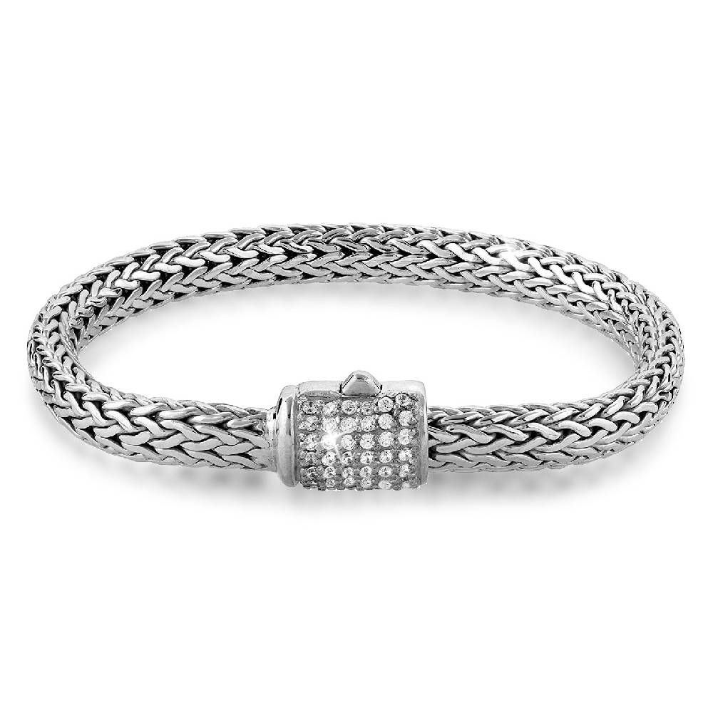 Kuzzoi Panzer-Armband | Zirkonia (Weiß) Outlet