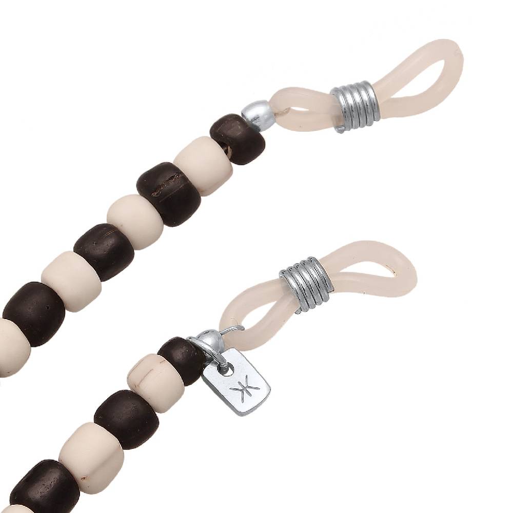 Kuzzoi Brillenkette Beads | Glas Perlen (Schwarz & Weiß) Cyber Monday