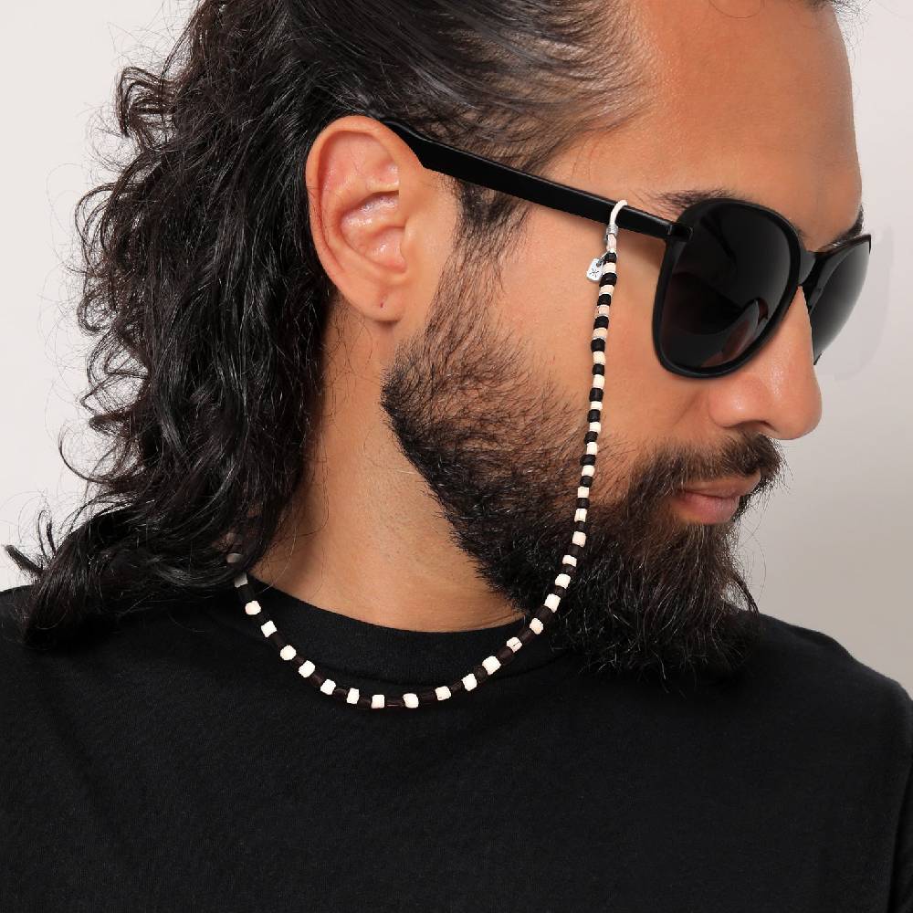 Kuzzoi Brillenkette Beads | Glas Perlen (Schwarz & Weiß) Cyber Monday